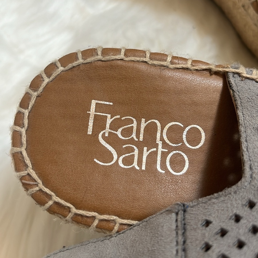 Franco Sarto Grey Wedge Open Toe Sandal - Picture 10 of 10